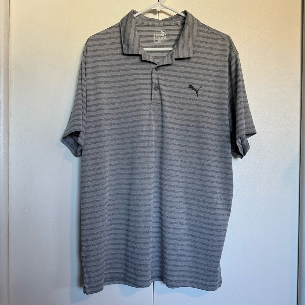 Puma Men's Golf Shirt in Gray with Stripes